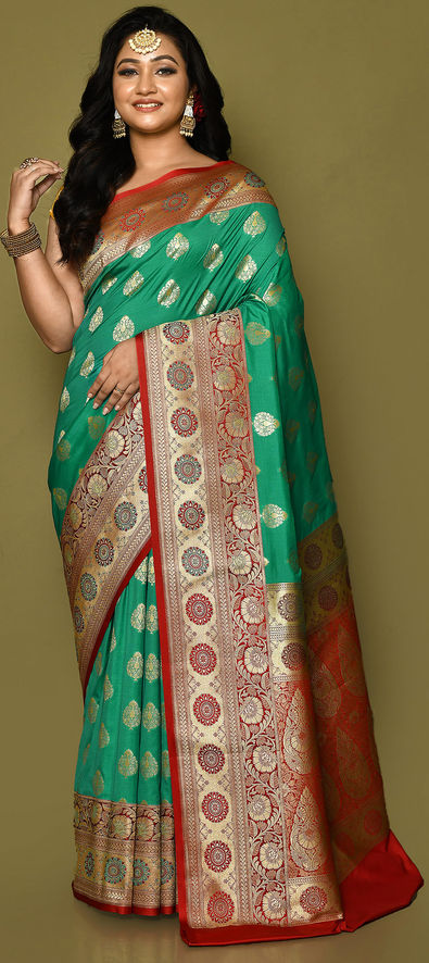 fcity.in - Banarasi Saree Women Fashion Women Saree Green Saree Party Wear