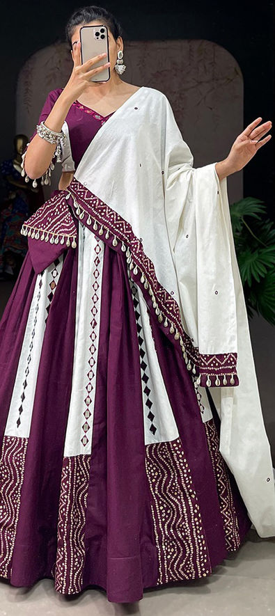 Indo Western Lehenga - Party Style Purple Chinnon Silk Lehenga Choli –  Empress Clothing