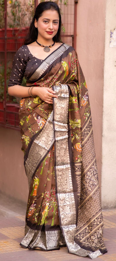 Handloom Jayashree Silk Saree Coffee Brown Color with Running  Blouse-Indiehaat – Indiehaat.com