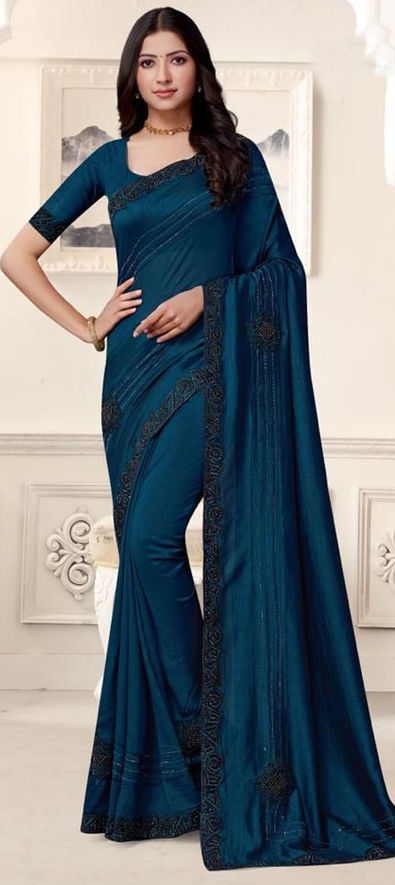 Woven Art Silk Banarasi Silk Blue Color Saree – Lady India