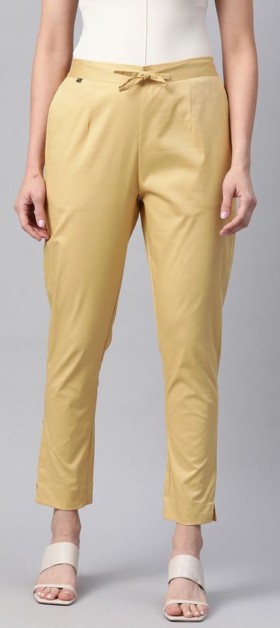Casual, Party Wear, Summer Gold color Lycra fabric Jeggings : 1909002