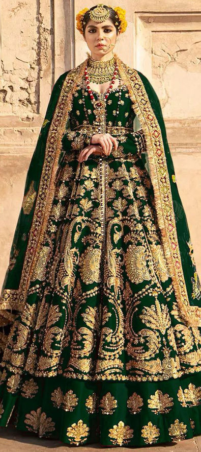 Breathtaking Green Bridal Lehenga Choli Collection | Zeel Clothing | Color:  Green