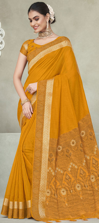 Buy Hari Mirch Yellow With Pink Combination Colour Vichitra Silk Saree With  Jacqured Lace Border With Heavy Embroidery Work Banglori Blouse Piece |  Casual, Party Wear Saree for Women Online at Best