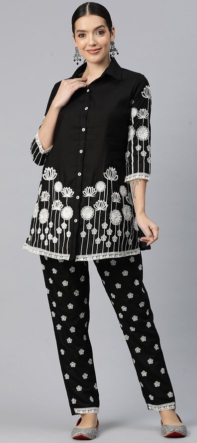 Black thread Embroidered Co-ord Set