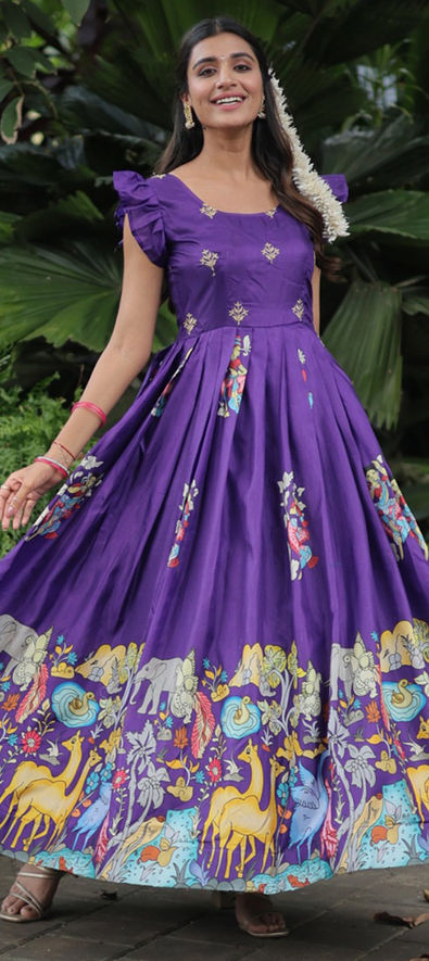 Embroidered Art Silk - Anarkali Salwar Kameez - Indian Dress - C911B |  Fabricoz USA