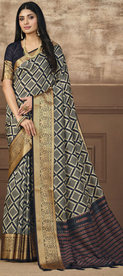 Grey Jaala Gopalpur Tussar Silk Saree