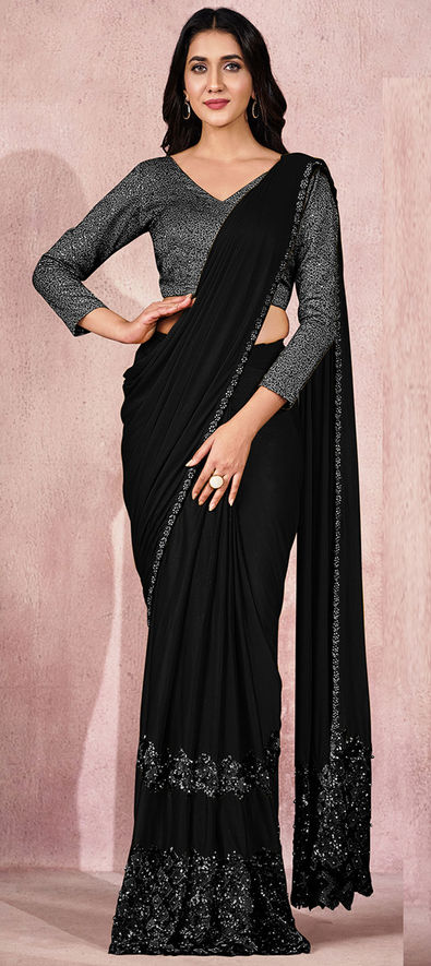 Black Cocktail Readymade Saree – StylebyPanaaash