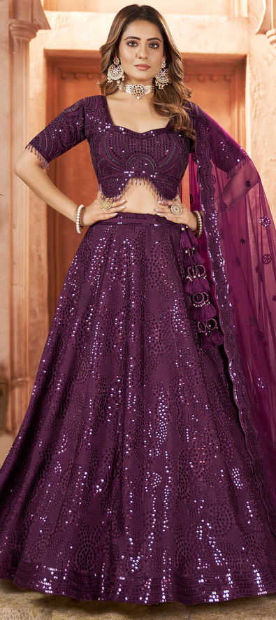 Jacquard Silk And Velvet Purple Gorgeous Jacquard Silk, Velvet Embroidered Wedding  Lehenga Choli at Rs 9120 in Surat