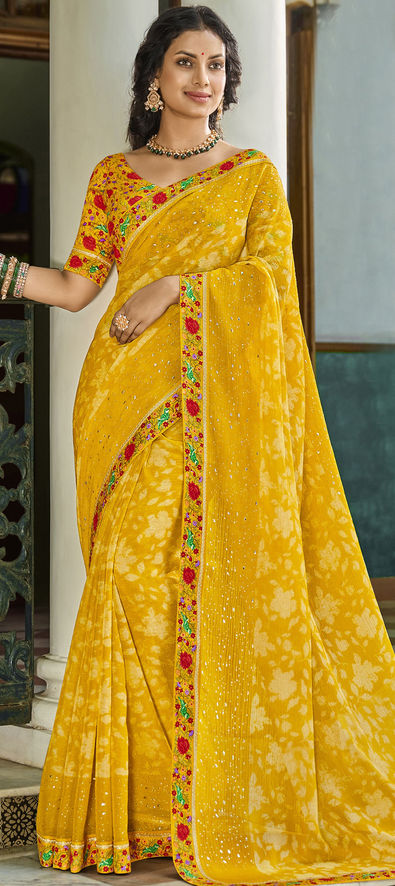 Trending | Yellow Party Wear Sarees, Yellow Party Wear Saris and Yellow  Partywear Sarees Online Shopping