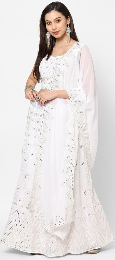 Festive, Party Wear, Reception White and Off White color Georgette fabric  Lehenga : 1915693