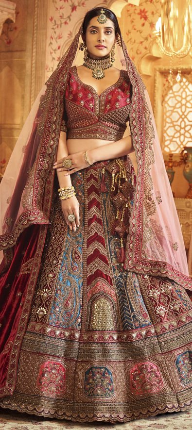 Red blue wedding lehenga – Lady Selection Inc