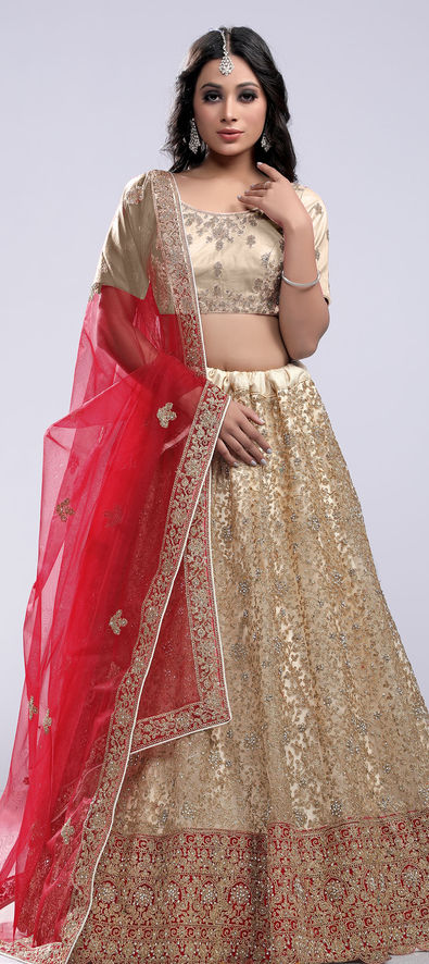 Bridal, Festive, Party Wear, Wedding Beige and Brown, Red and