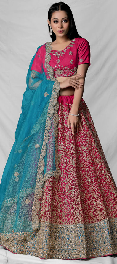 Glamorous Sky Blue Color Tussar Silk Drawstring & Printed With Foil Print &  Heavy Tassels Lehenga