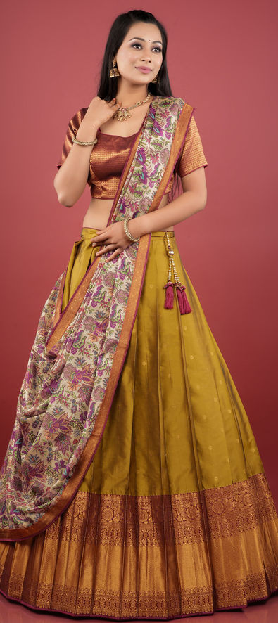 Photo of Yellow silk bridal lehenga with maroon velvet blouse | Lehenga  color combinations, Indian bridal dress, Indian wedding outfits