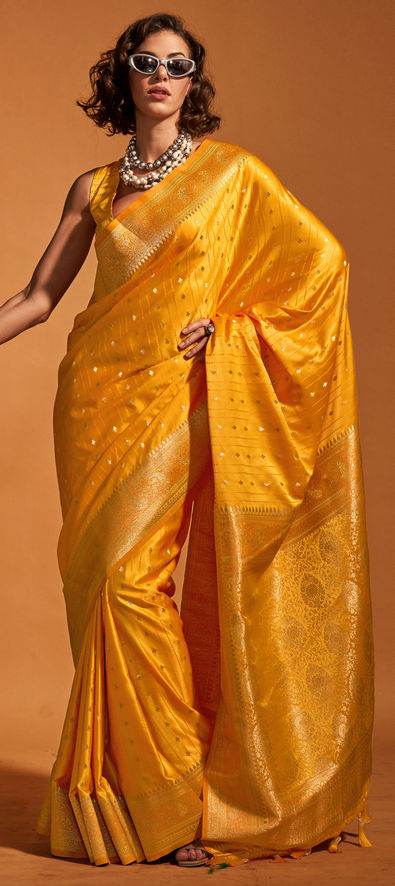 Yellow Silk Saree With Designer Blouse – RawaazFashion