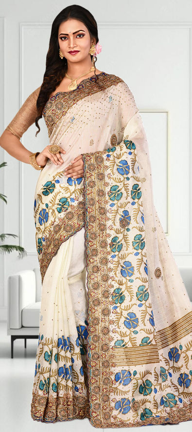 Zari Border White Wedding Wear Kanjivaram Silk Saree, Dry clean, 6.30 M  (WITH BLOUSE) at Rs 600 in Surat