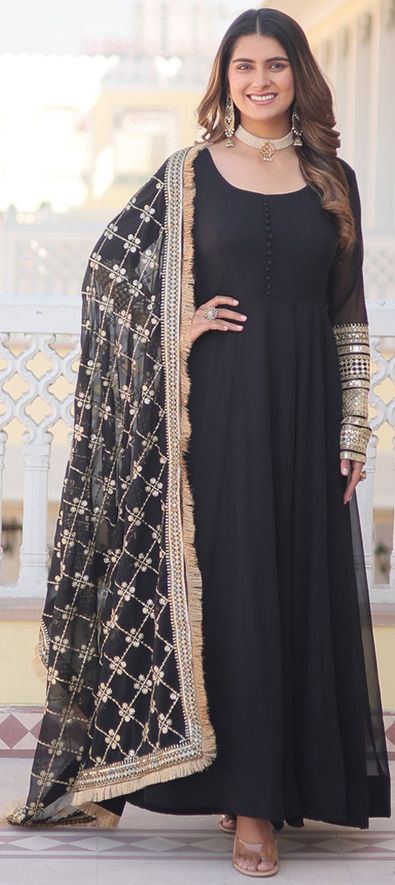 Black Faux Georgette Fabric Maxi main image 0