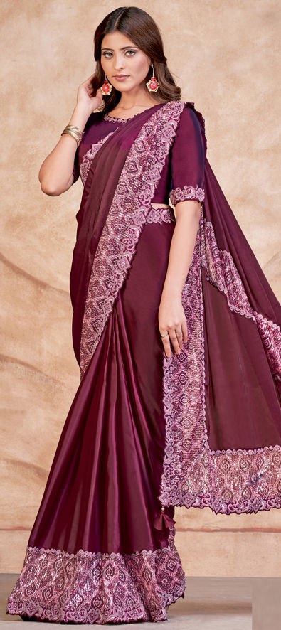 Elegant Glory Silk Saree in Rich Maroon Color with Weaving Work