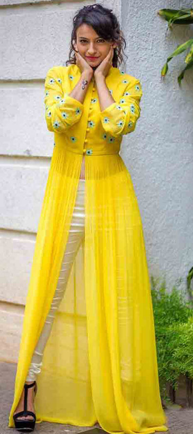 Yellow color clearance long kurtis