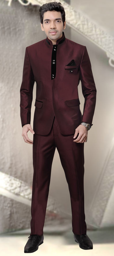 Engaging Wine Color Fancy Wedding Wear Trendy Readymade Jodhpuri Suit For  Men