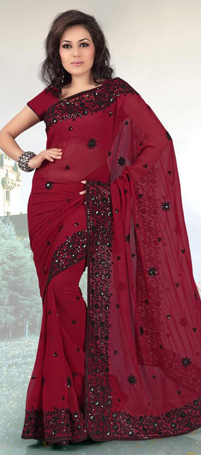 Unique Maroon Banarasi Silk Saree With Gossamer Blouse Piece – digisilk