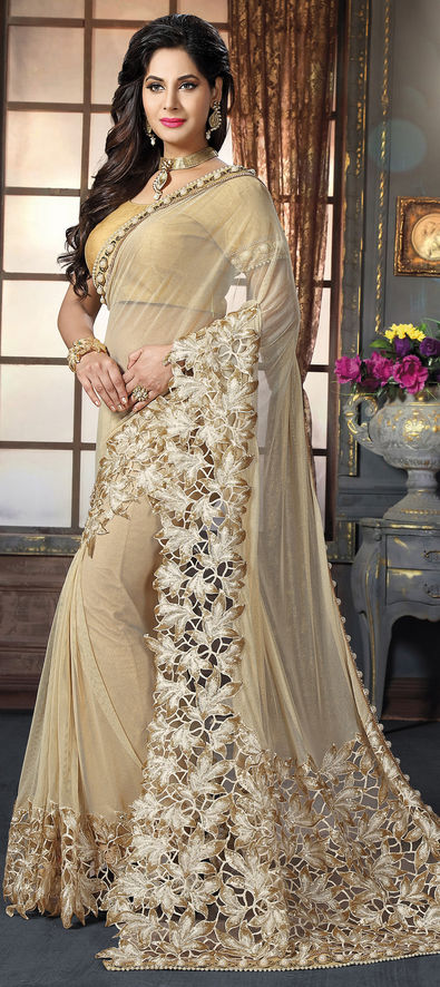 Weaving Work Kanjivaram Silk Cream Saree