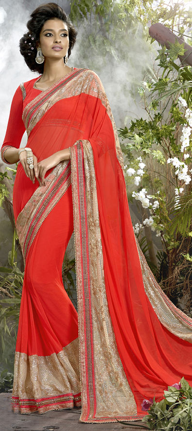 Fancy Red Saree, With blouse piece, 6.5 Meter at Rs 2500 in Phulia | ID:  23201244273