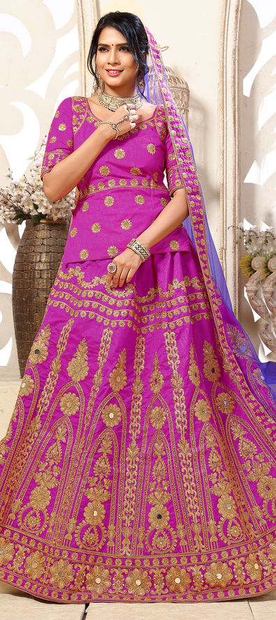 Lehenga Choli : Beautiful silk bhagalpuri silk pink lehenga