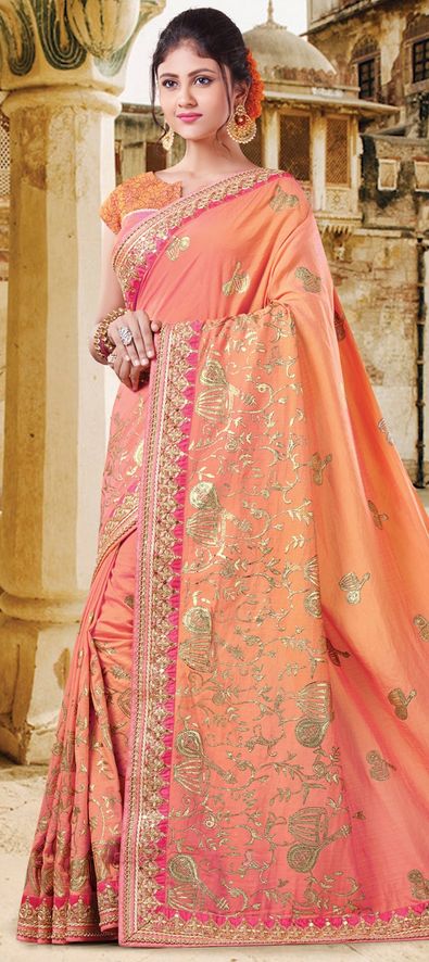 Ivory Botanical Printed Saree With Dabka Work Border And Raw Silk Blouse -  HOUSE OF TUSHAOM - 4080529