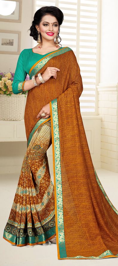 Buy Golden Colour Saree With Contrast Blouse for Women Online from India's  Luxury Designers 2024