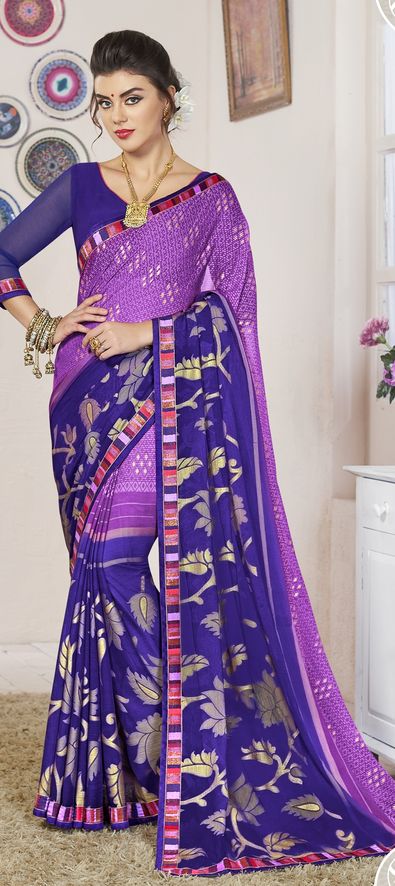 Purple Colour Saree Contrast Blouse Designs Ideas 2024/Purple Colour Saree  Matching Blouse Ideas - YouTube