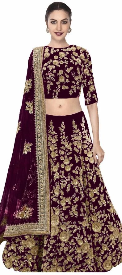 Semi-stitched Velvet Party Wear Lehenga at Rs 5500 in Delhi | ID:  20703935912