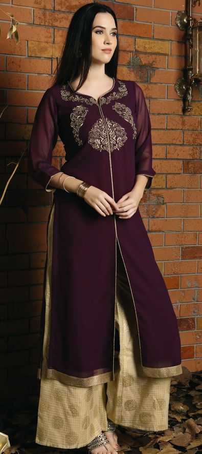 901543: Designer Purple and Violet color Georgette fabric Kurti