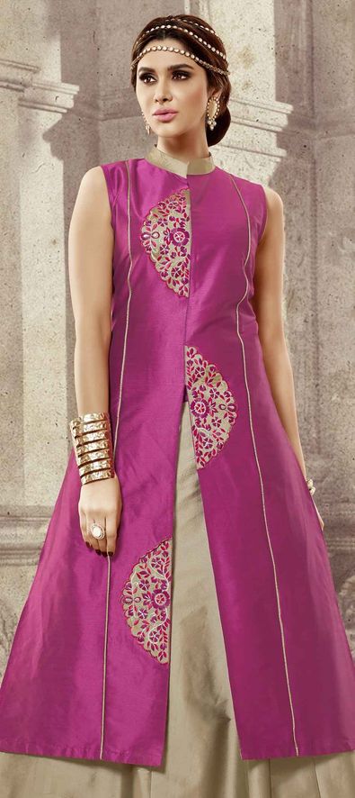 Set Of Pink Dupion Kurta And Dupion Pant | Silk kurti designs, Party wear  dresses, Fashion design clothes