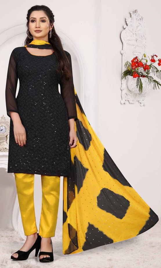 Black and yellow fashion salwar suit