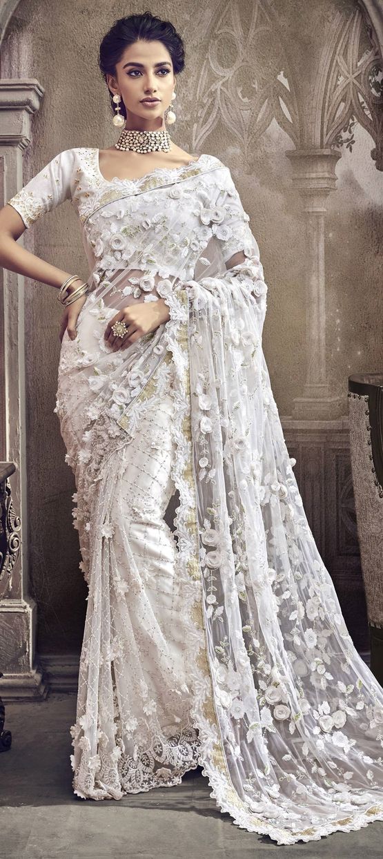 Bridal off white saree best sale