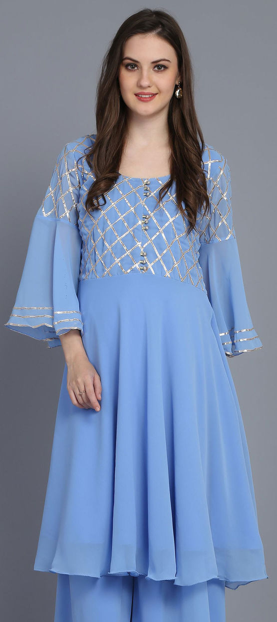 Party Wear Blue color Georgette fabric Kurti : 1608804