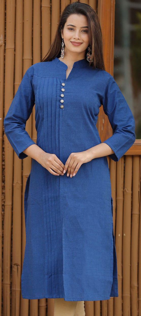 Bollywood Designer Blue color cotton fabric Kurti 1617786