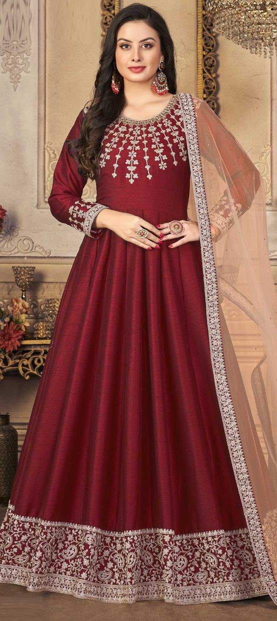 slim fit dress slacks Maroon & Gold Velvet Palestinian Thobe dress main image 1