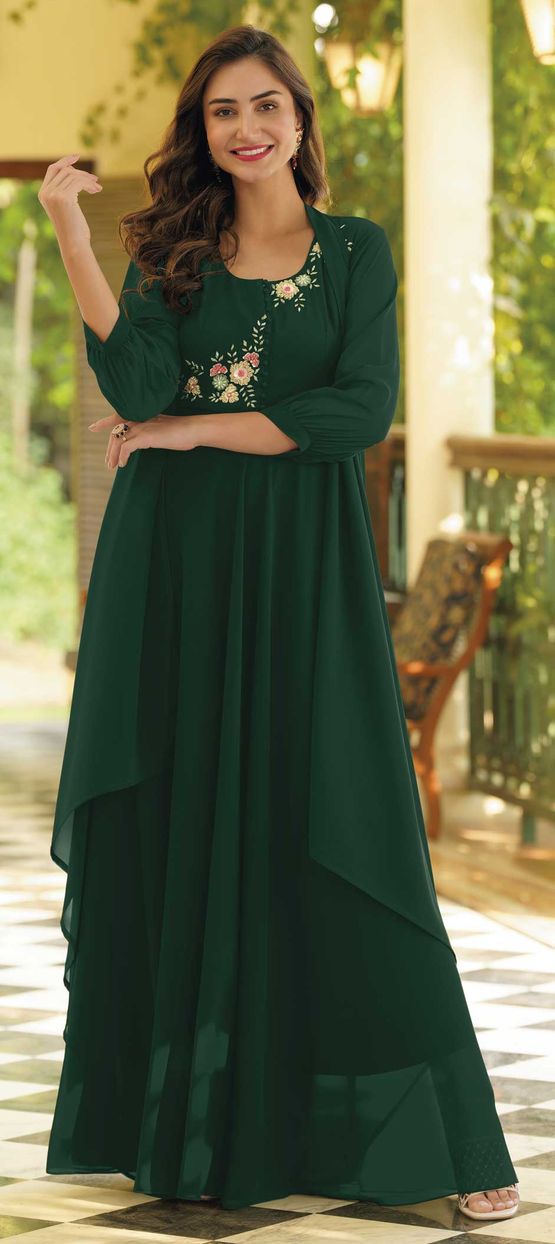 Georgette Party Wear Dresses In Green Colour Pistachio Green Georgette Party Wear Anarkali Suit For Eid Georgette Party Wear Dresses In Green Colour Pistachio Green Georgette Party Wear Anarkali Suit For Eid