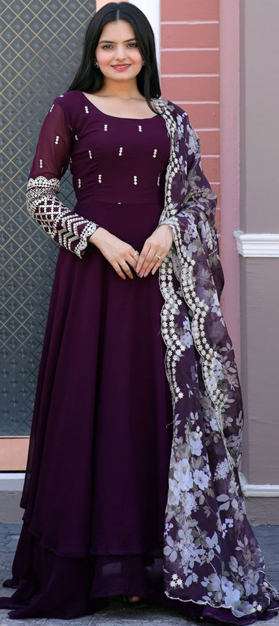 purple dress engagement photos Two-toned purple hair + dress + dog = giving us life