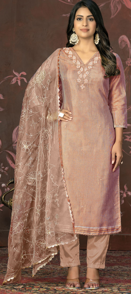 Festive, Party Wear, Reception Pink and Majenta color Cotton