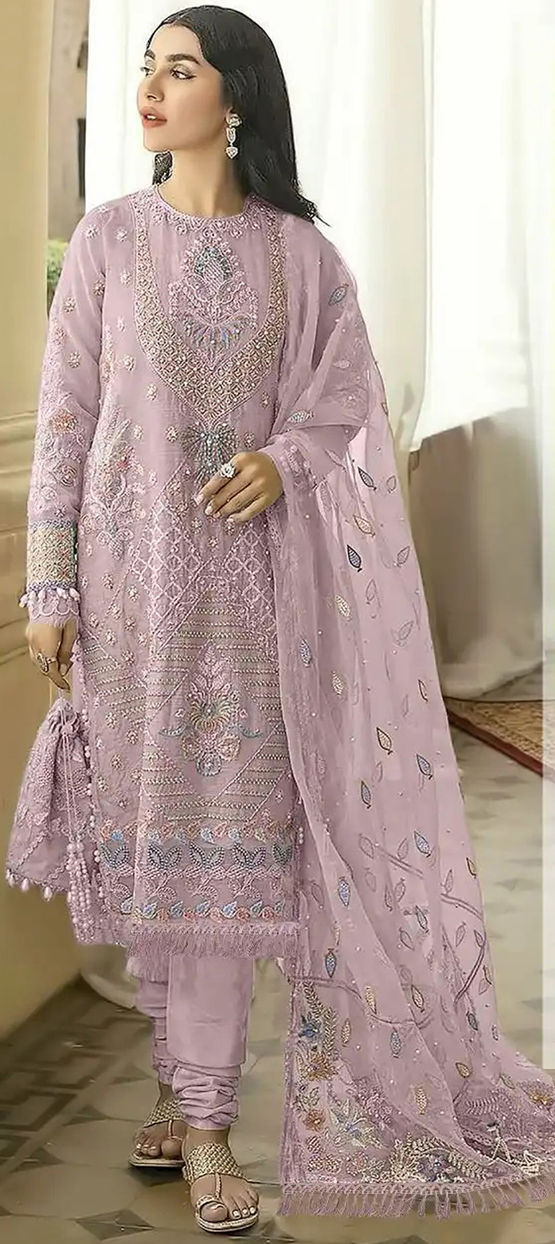 grey and purple pakistani dresses Designer Purple Georgette Pakistani Suit Plus Size